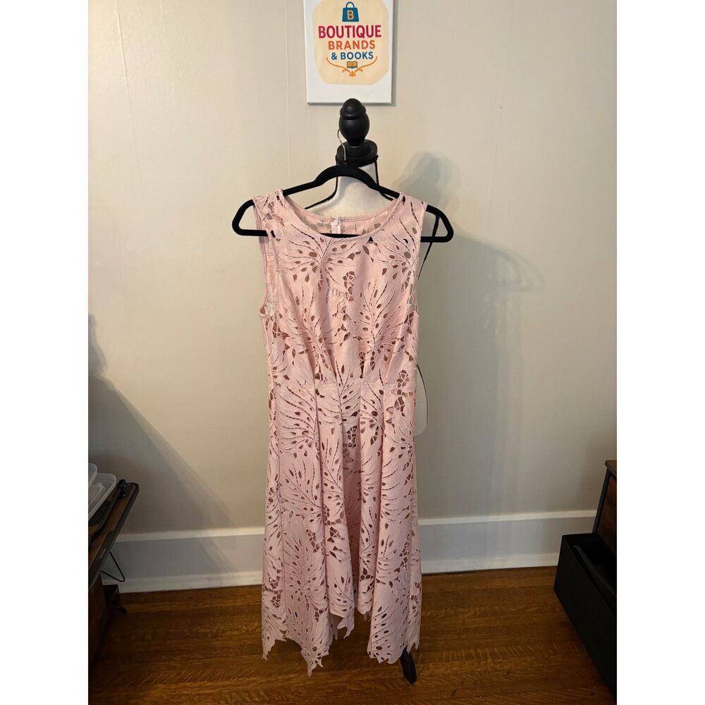 Eva Franco Blush Pink Lace Midi Dress – Size Medium